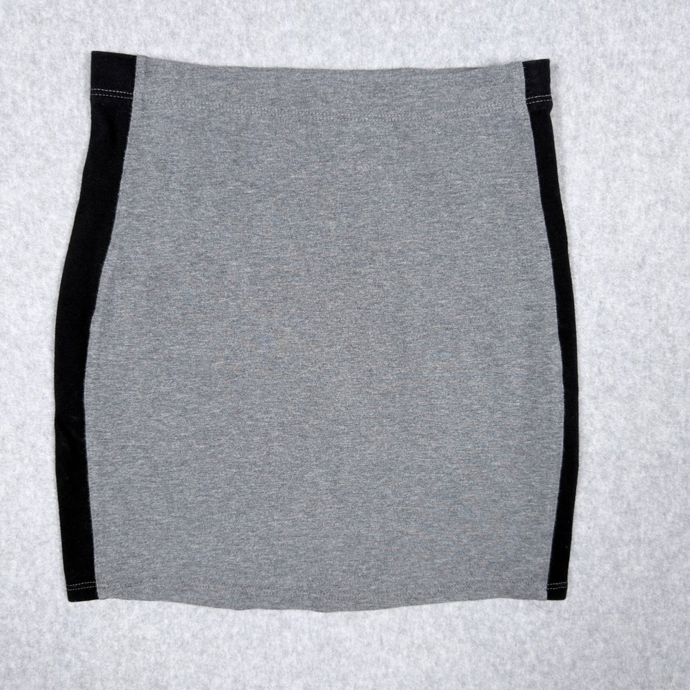 Garage Womens XS Mini Skirt Grey Black Colorblock Jersey Knit Stretch Bodycon